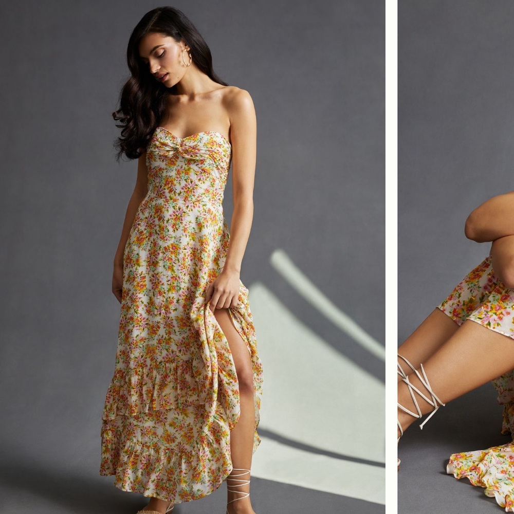 Anthropologie shoshanna strapless floral print midi/maxi dress size 13!